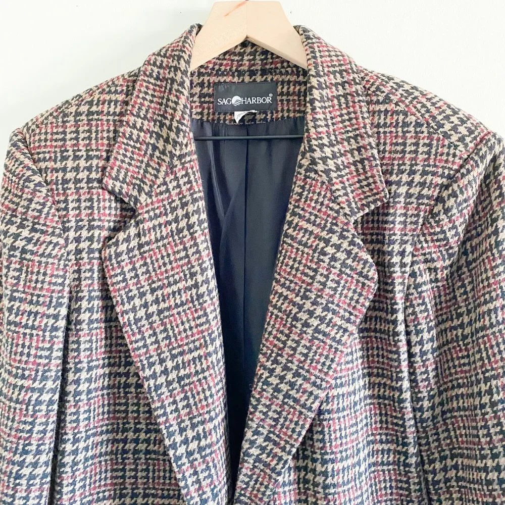 Sag Harbor Brown Wool Houndstooth Blazer - Picture 2 of 8